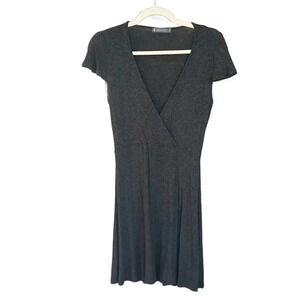 New Michelle USA Dark Gray Soft Ribbed Knit Short Sleeve A-Line Dress Sz Sm